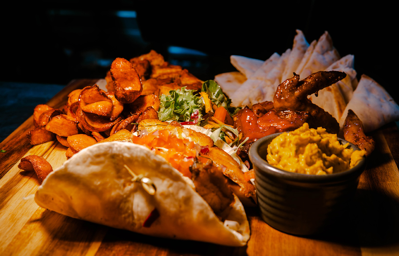 Food sharing platter at Goat House